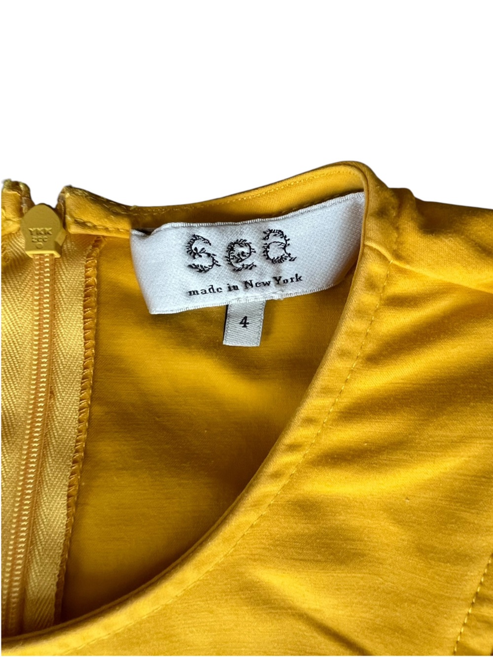 Sea New York Women’s Lennox Puff Sleeve Yellow Fit & Flare Mini Dress Size 4 - Picture 4 of 12